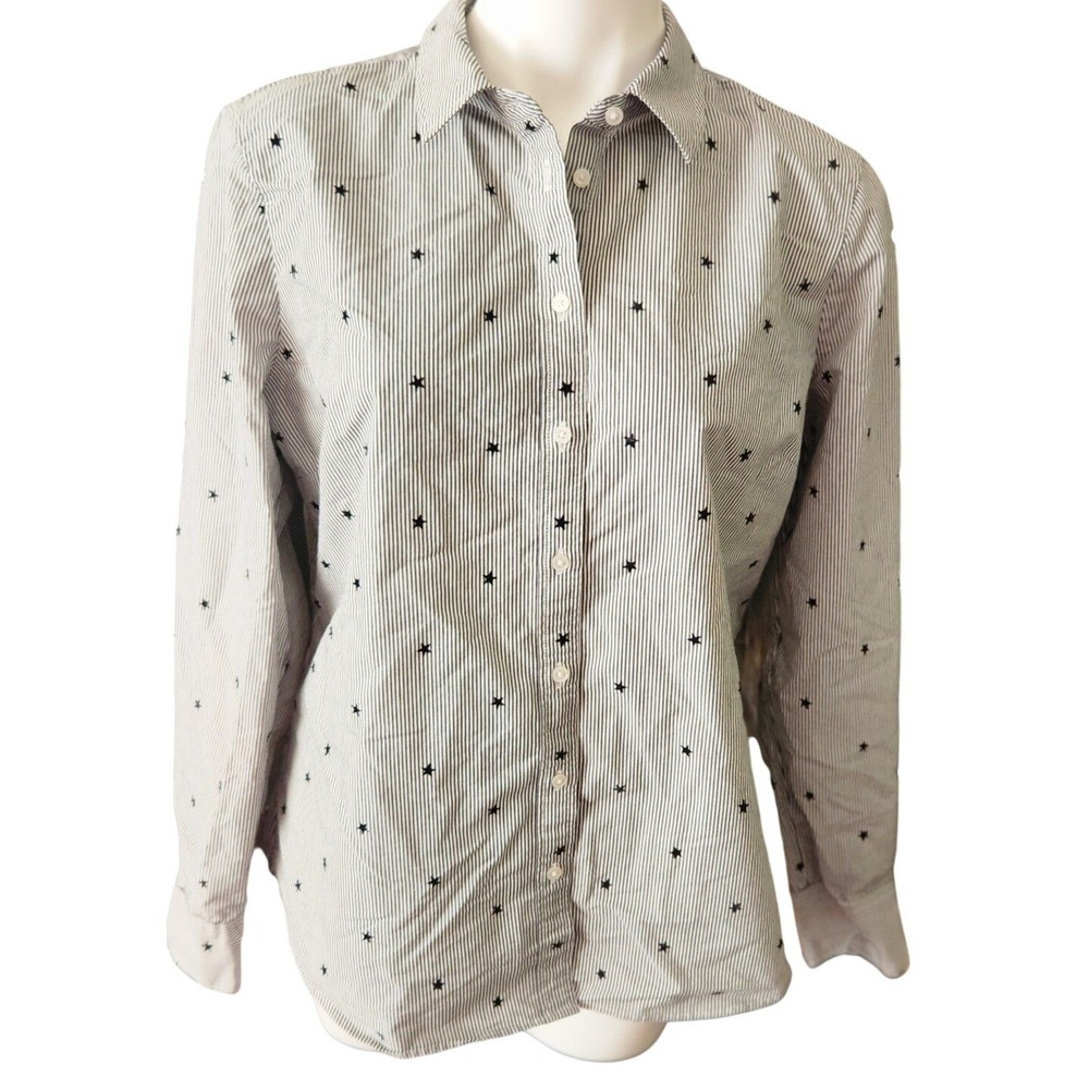 Banana Republic Fitted Stripe Star‎ Button Up Shirt Size 14